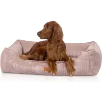 Knuffelwuff Cuddle wuff orthopädisches Hundebett aus geripptem Samt mit handgewebter Optik Nunavut XL 105 x 75 cm rosa
