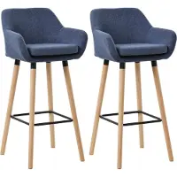 DELUKE 2er Set Barhocker MIRID - Stoff Dunkelblau 51x50x101 cm | Barstuhl Mit Lehne Tresenhocker Tresenstuhl Kneipenhocker Kneipenstuhl