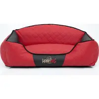 HOBBYDOG Hundekissen Hundebett Hundekorb Hundesofa für Haustier Hunde Waschbar - Elite - 65 x 50 x 24 cm [Größe: L] - Rot mit Schwarz