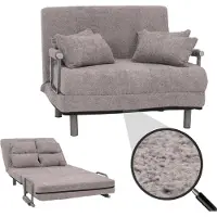 Mendler Schlafsessel HWC-K29, Klappsessel Schlafsofa Gästebett, Liegefläche 190x100cm, Stoff Bouclé (500g/m²) dunkelgrau