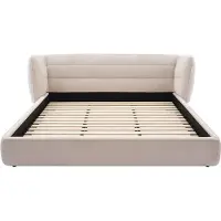 Vente-unique Bett 140 x 200 cm mit Kopfteil mit Seitenteilen - Bukla - Beige - LARUMO by Maison Céphy