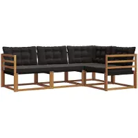 vidaXL Outdoor-Sofagarnitur 4 stk. Natürlich und Schwarz
