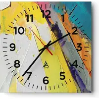 ARTTOR Wanduhr - Quadrat - Glasuhr - Deadlock Farben dreidimensional - 40x40cm - Schleichendes Uhrwerk - Lautlos - zum Aufhängen bereit - Dekoration Modern - Wanddekoration aus Glas - C4AC40x40-4871