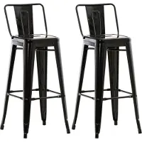 TPFLiving 2er Set Barhocker Massimo Metall Schwarz