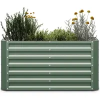 Blumfeldt High Grow Straight Hochbeet, Ergonomisches 575-l-Gartenbeet aus Rostfreiem Galvalume-Stahl für Gemüse und Kräuter – Rückenschonendes Design, Einfache Montage, Frostsicher und Kompakt