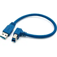 System-S USB 3.0 Kabel 30 cm Typ B Stecker zu Typ A Stecker Winkel in Blau