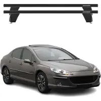 Menabo Dachträger Grundtäger für Peugeot 407 2004-2012 75kg Alu Schwarz 2 tlg