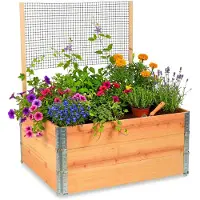 Relaxdays Hochbeet mit Rankhilfe, modular, Holz, für Kletterpflanzen, Pflanzkasten, HBT: 118x120x80 cm, Garten, natur