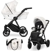 Kunert Kinderwagen IVENTO Sportwagen Babywagen Babyschale Komplettset Kinder Wagen Set 2 in 1 (White Style, Rahmenfarbe: Schwarz)