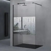 Doporro Duschwand für Dusche Duschabtrennung 100x200cm Schwarz Walk-In Dusche 10mm ESG-Sicherheitsglas Labyrinth inkl. NANO Bremen02DM