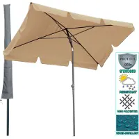 Quick Star Balkon Sonnenschirm 200x125cm Balkonschirm Rechteckig Knickbar Sand Gartenschirm UV 50 mit Schutzhülle
