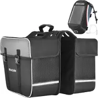 TecTake Set Fahrradtasche Georg und Fahrradrahmentasche große Fahrradtasche mit 2 Fächern wasserabweisend und robust