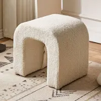 360Home Hocker Schminkhocker schlicht Schminkstuhl Schlafzimmerhocker Couchhocker U-förmiger Stuhl BeigeRF-BD367