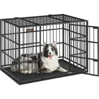 Feandrea hochbelastbar, Hundebox, für mittelgroße und große Hunde, Doppeltüren