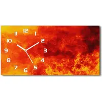Tulup Wanduhr aus Glas – 60x30 cm - Glasbild - Glasuhr - Gehärtetes Glas - weisse-zeiger - Flammen