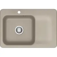 SYSTEMCERAM KeraDomo Spüle JUNA 75 in FANGO - Becken links mit Handbetätigung / / Keramikspüle