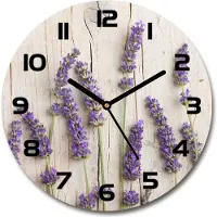 Tulup Wanduhr aus Glas 30fi Glasbild Glasuhr Gehärtetes Glas - schwarze-zeiger - Lavender on the wood