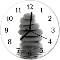 Tulup Glasuhr Wanduhr Küchenuhr Echt-Glas 30fi cm Steine grau