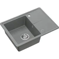Quadron Spülbecken 1-Becken Spüle | Größe: 60 x 45 x 18,5 cm | TONY 116 | Küchenspüle Granitspüle aus GraniteQ mit Siphon | Silver Stone & Stahl