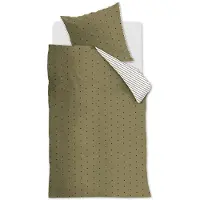 Vtwonen Renforcé-Bettwäsche-Garnitur Striped Hearts Farbe Green Größe 155x220+80x80