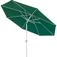Paramondo Sonnenschirm 3,5m rund grün Garten Balkon knickbar mit Kurbel UV-Schutz Gestell weiß interpara