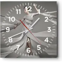 ARTTOR Wanduhr - Quadrat - Glasuhr - Frau Modell Streifen Emotionen - 40x40cm - Schleichendes Uhrwerk - Lautlos - zum Aufhängen bereit - Dekoration Modern - Wanddekoration aus Glas - C4AC40x40-2612