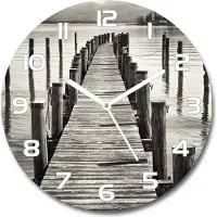 Tulup Wanduhr aus Glas 30fi Glasbild Glasuhr Gehärtetes Glas - weisse-zeiger - Wooden pier
