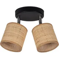 Licht-Erlebnisse Deckenstrahler Metall Rattan verstellbar B: 30 cm Schwarz Braun E27 2-flammig Modern