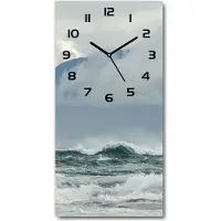 Tulup Wanduhr aus Glas – 30x60 cm - Glasbild - Glasuhr - Gehärtetes Glas -Ein raues Meer