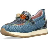 LAURA VITA Damen Slipper mit Schmetterlingsprägung und Perlen Gycmo 59, Größe:37 EU, Farbe:Blau
