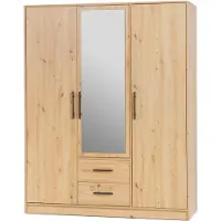 Masseno Drehtürenschrank VANO 150/190/56cm 3-türig mit Spiegel Eiche Artisan