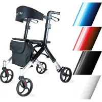 Bescomedical DR10+ Design-Rollator - Indoor und Outdoor Rollator - Gehwagen in trendigem Design - klappbar, Höhe einstellbar und inkl. Tasche - Schwarz