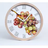 Tulup Holzuhr 25fi cm wanduhr - weiße Spitzen - ein paar Trauben