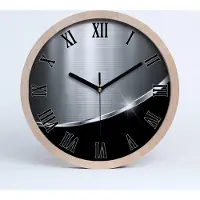 Tulup Holzuhr 30fi cm wanduhr - schwarze Spitzen - Metall Abstraktion