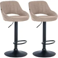 DELUKE 2er Set Barhocker SEGAD - Stoff Taupe 47x48x85 cm Schwarz | Barstuhl Mit Lehne Tresenhocker Tresenstuhl Kneipenhocker Kneipenstuhl