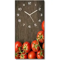 Tulup Wanduhr aus Glas – 30x60 cm - Glasbild - Glasuhr - Gehärtetes Glas -Tomaten