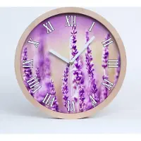 Tulup Holzuhr 20fi cm wanduhr - weiße Spitzen - Lavendel