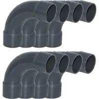 Haf 8x PVC Fittings Bogen 90° mit 63mm x 63mm | Klebemuffe x Klebemuffe | Winkelverbinder aus grauem PVC-U | PN16 für PVC Rohr, Schwimmbad & Teich
