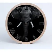 Tulup Holzuhr 25fi cm wanduhr - schwarze Spitzen - Afrikanischer Elefant