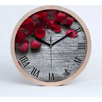 Tulup Holzuhr 30fi cm wanduhr - schwarze Spitzen - rote Rosen
