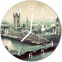 Tulup Glasuhr Wanduhr Küchenuhr Echt-Glas 30fi cm London grau