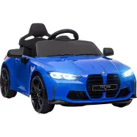 AIYAPLAY Elektroauto für Kinder, BMW M4, Batterieauto für Kinder, 12 V, mit ferngesteuerten Scheinwerfern, Hupe, Musik, Geschwindigkeit 3–5 km/h, Sicherheitsgurt, Blau
