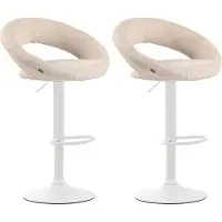 CLP 2er Set Barhocker Olinda Stoff weiß creme