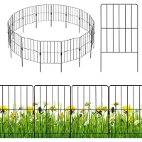 Costway 15 Stück dekorativer Gartenzaun, Beetzaun 60cm hoch, Steckzaun Metall, Dekozaun Absperrzaun Metallzaun, Zaun Komplettset rostfrei, Schwarz