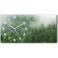 Tulup Wanduhr aus Glas – 60x30 cm - Glasbild - Glasuhr - Gehärtetes Glas - weisse-zeiger - Geheimnisvoller Wald