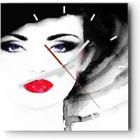 ARTTOR Wanduhr - Quadrat - Glasuhr - Frau Gesicht - 40x40cm - Schleichendes Uhrwerk - Lautlos - zum Aufhängen bereit - Dekoration Modern - Wanddekoration aus Glas - C3AC40x40-3756