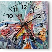 ARTTOR Wanduhr - Quadrat - Glasuhr - Vogel Natur Farbe - 30x30cm - Schleichendes Uhrwerk - Lautlos - zum Aufhängen bereit - Dekoration Modern - Wanddekoration aus Glas - C4AC30x30-3594