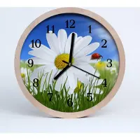 Tulup Holzuhr 30fi cm wanduhr - Marienkäfer-Blumen-Natur