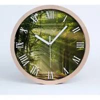 Tulup Holzuhr 30fi cm wanduhr - weiße Spitzen - Wald in der Sonne