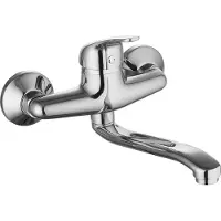 Sanicomfort Küchenarmatur Wand WIEN chrom – Spültischarmatur mit Einhebelmischer, 360° schwenkbar – Wasserhahn Küche aus Messing – Hochdruck Armatur für Spüle, modern & langlebig
